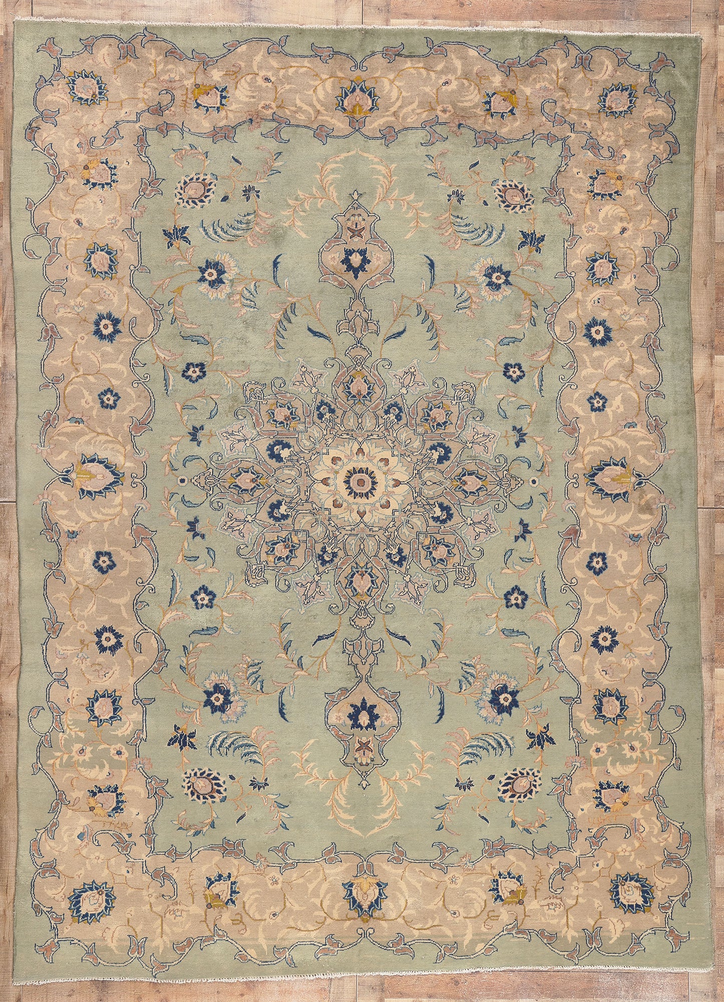 8 x 12 Vintage Persian Kashan Rug 73574