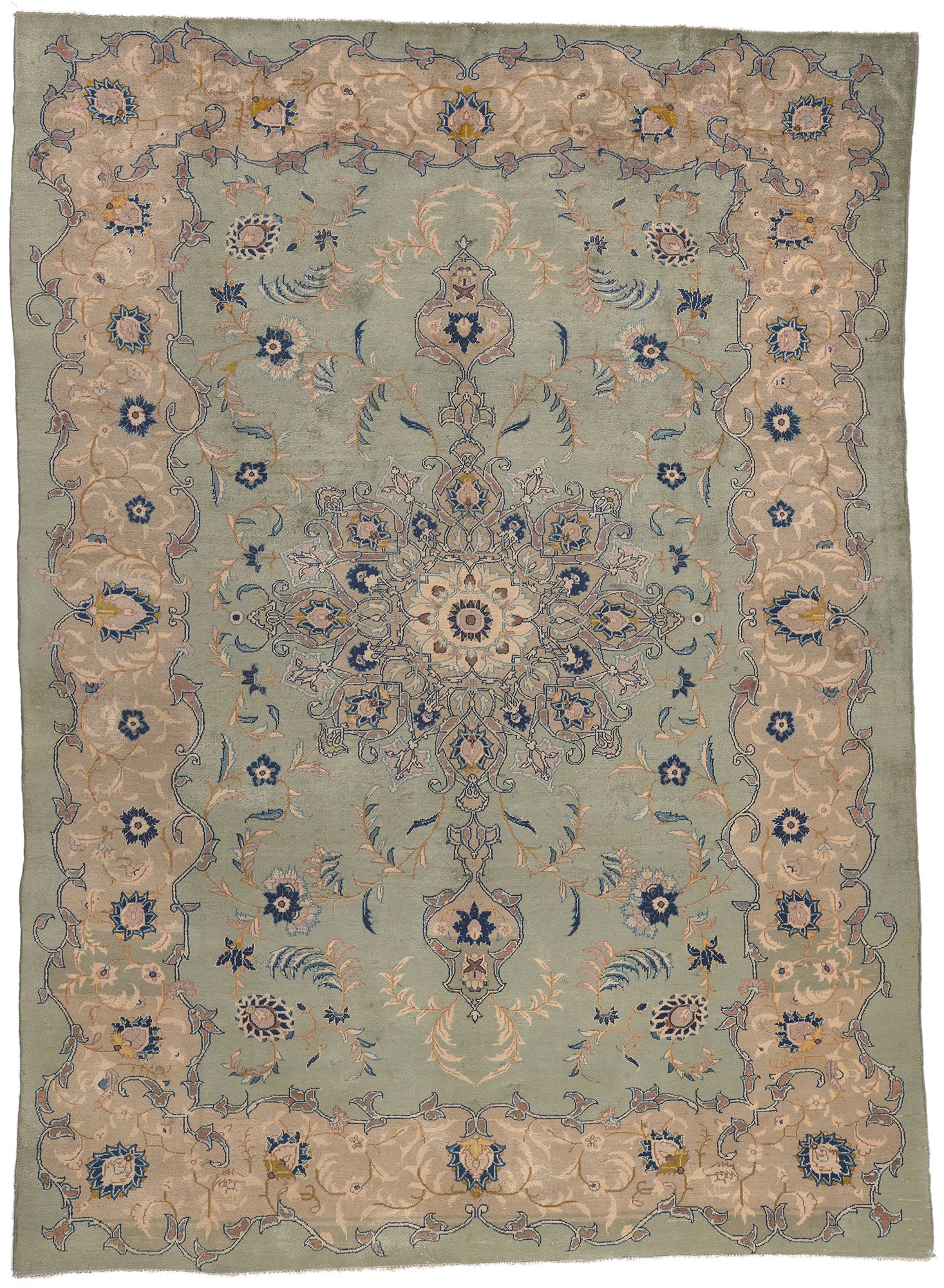 8 x 12 Vintage Persian Kashan Rug 73574