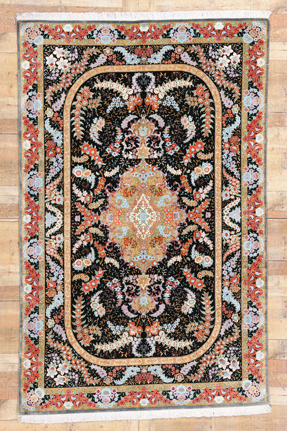5 x 8 Vintage Persian Silk Qum Rug 78903