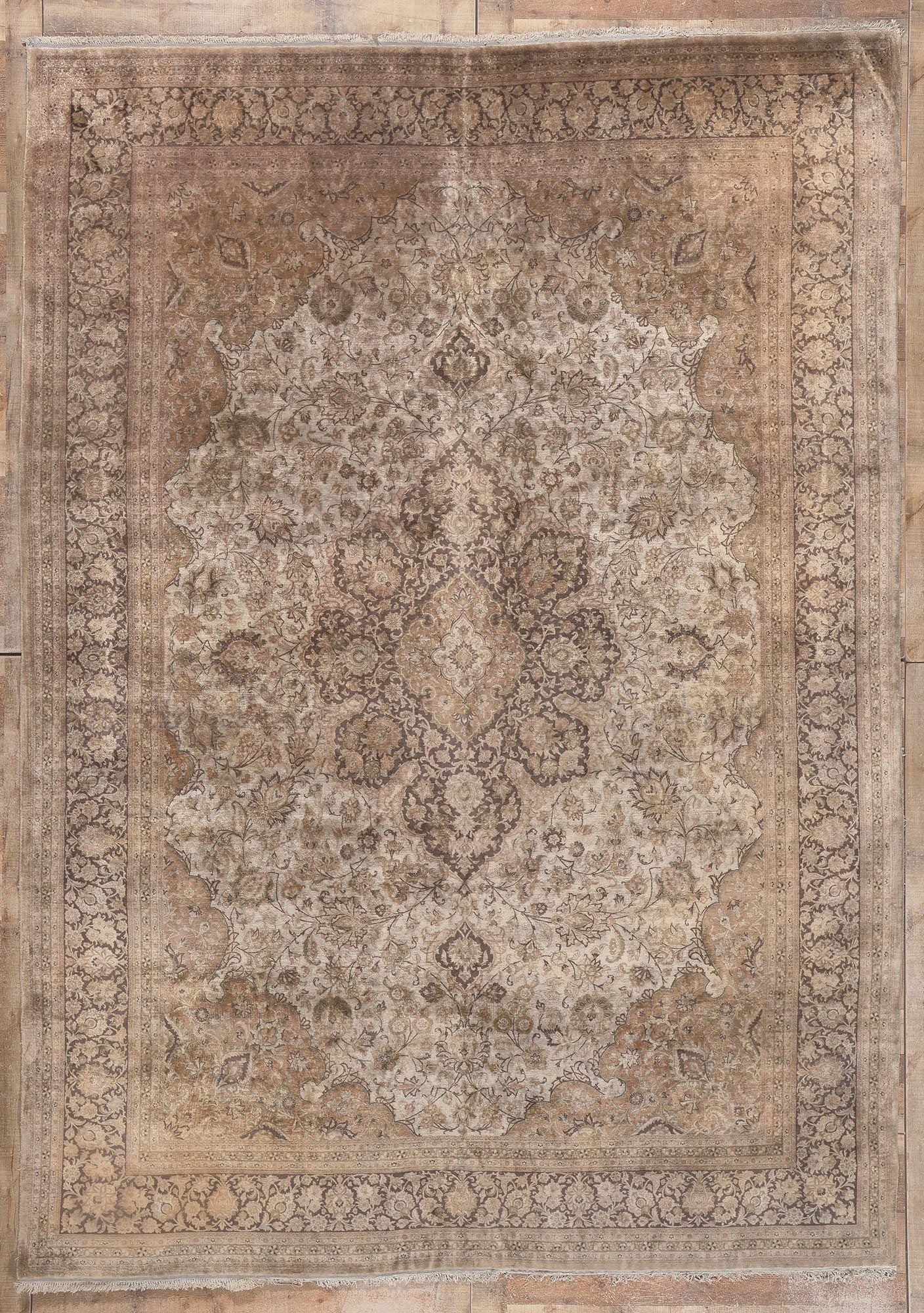 8 x 12 Vintage Persian Silk Qum Rug 77669