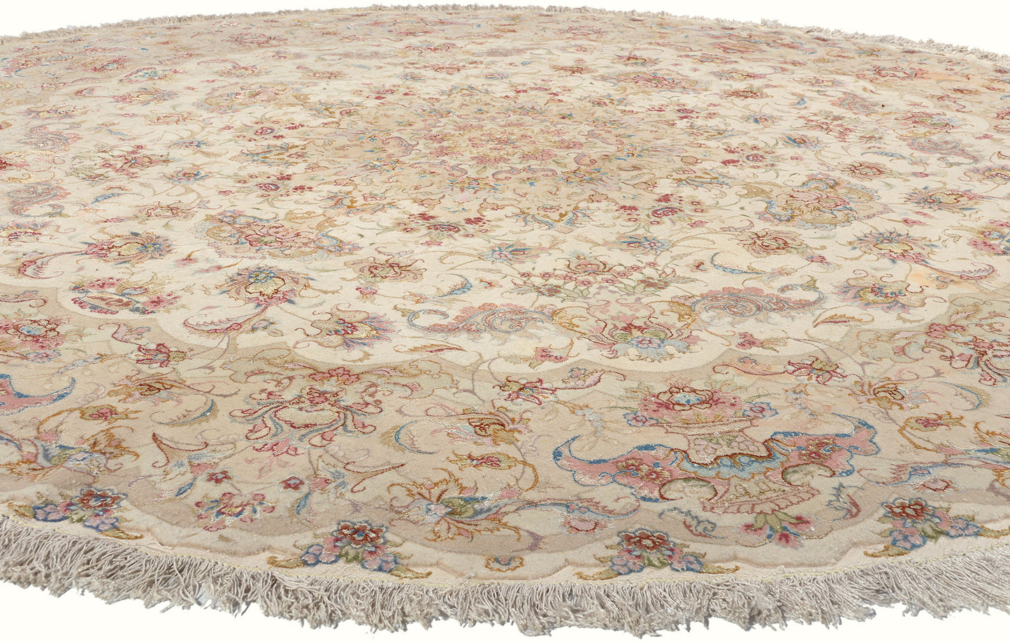 8 x 8 Vintage Persian Tabriz Round Area Rug 78716