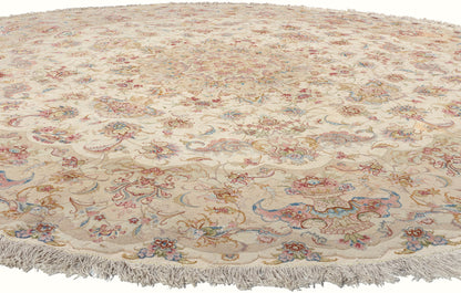 8 x 8 Vintage Persian Tabriz Round Area Rug 78716