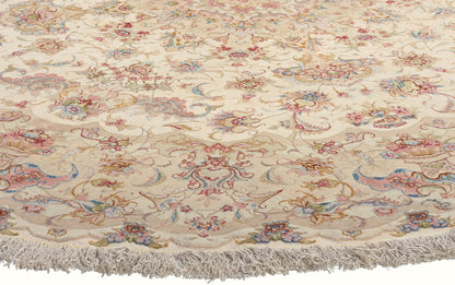 8 x 8 Vintage Persian Tabriz Round Area Rug 78716