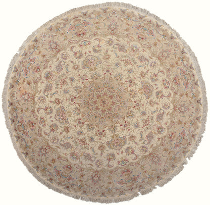 8 x 8 Vintage Persian Tabriz Round Area Rug 78716