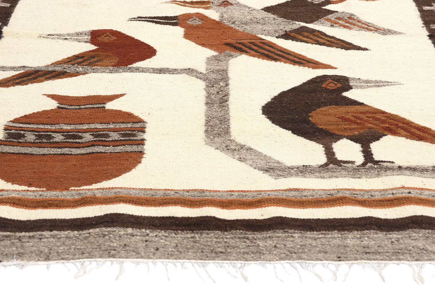 4 x 5 Vintage Peruvian Bird Pictorial Rug 78755