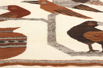 4 x 5 Vintage Peruvian Bird Pictorial Rug 78755