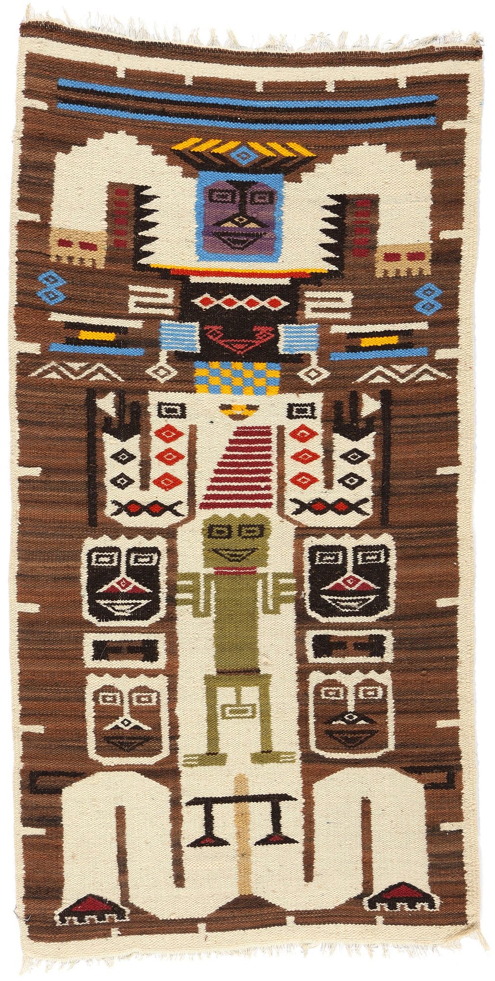 2 x 4 Vintage Peruvian Deity Pictorial Rug 78757