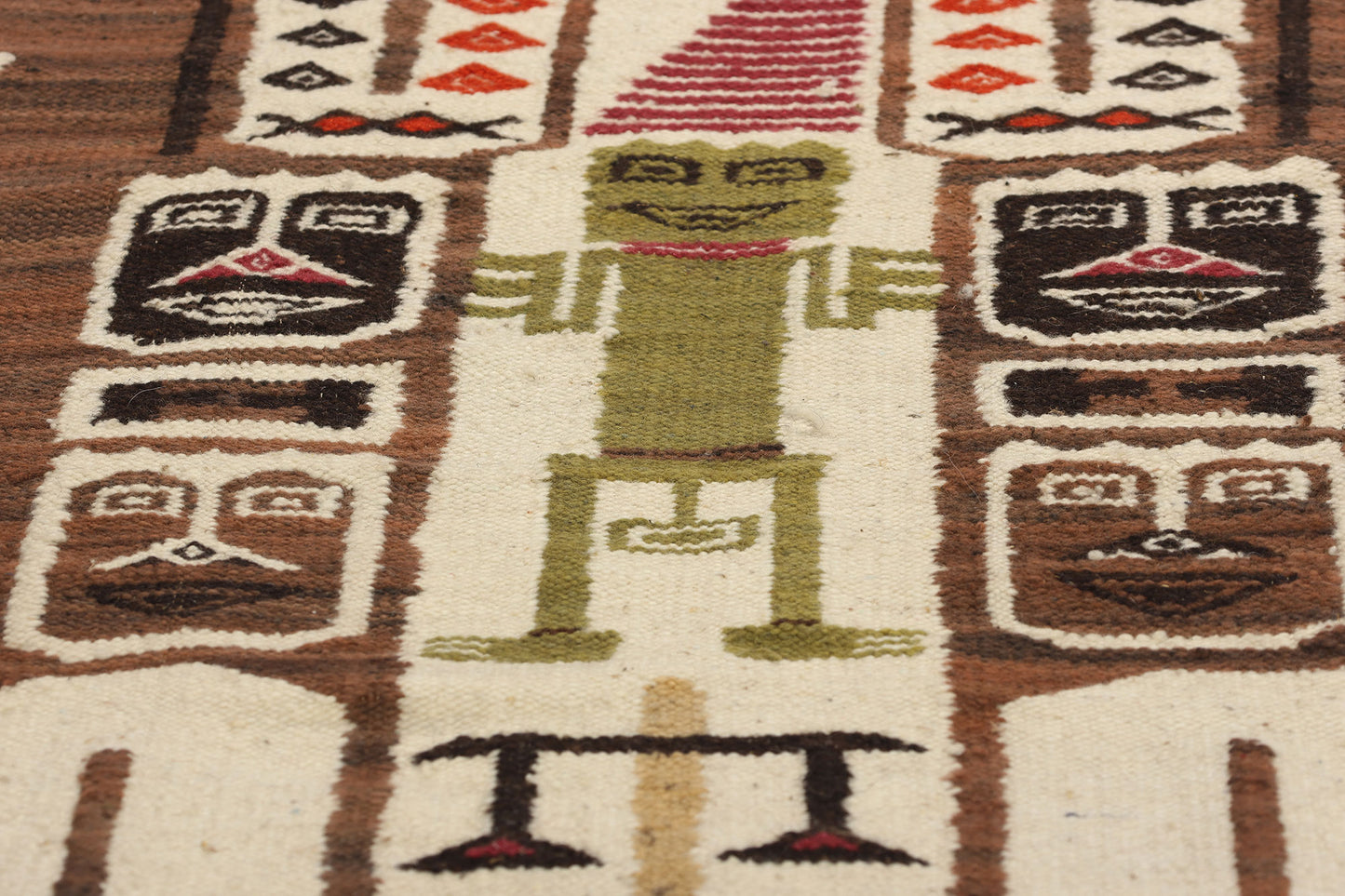 2 x 4 Vintage Peruvian Deity Pictorial Rug 78757