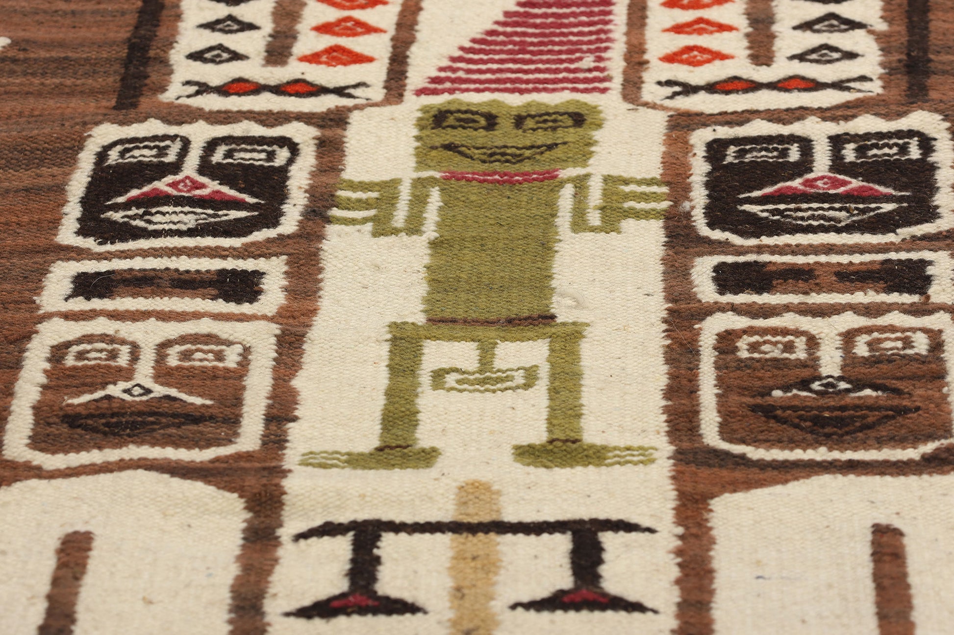 2 x 4 Vintage Peruvian Deity Pictorial Rug 78757