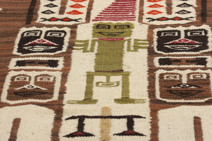 2 x 4 Vintage Peruvian Deity Pictorial Rug 78757