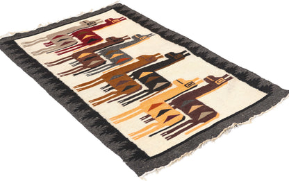 2 x 3 Vintage Peruvian Alpaca Pictorial Rug 78751