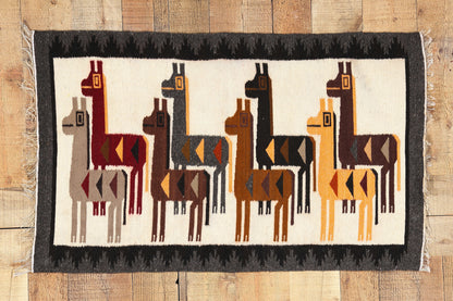 2 x 3 Vintage Peruvian Alpaca Pictorial Rug 78751