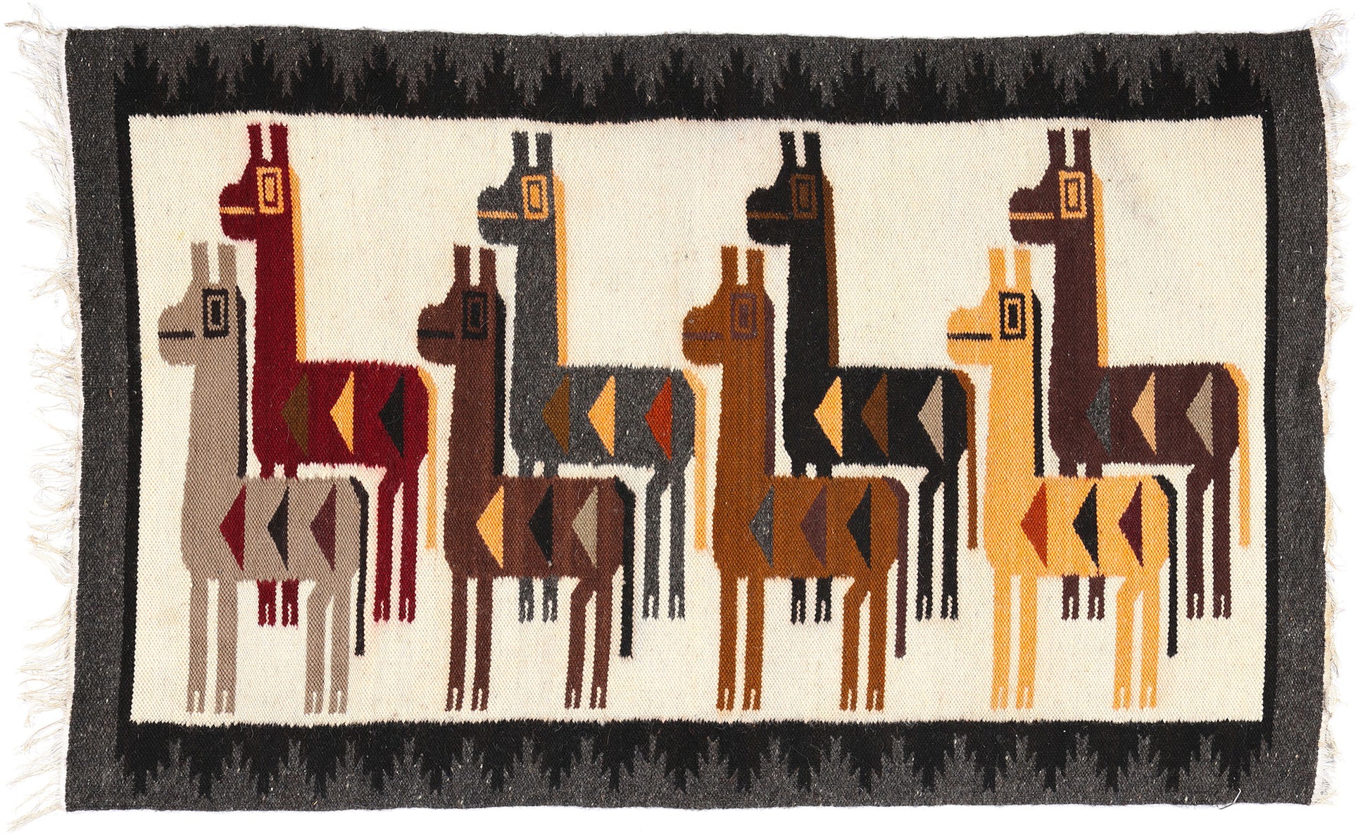 2 x 3 Vintage Peruvian Alpaca Pictorial Rug 78751