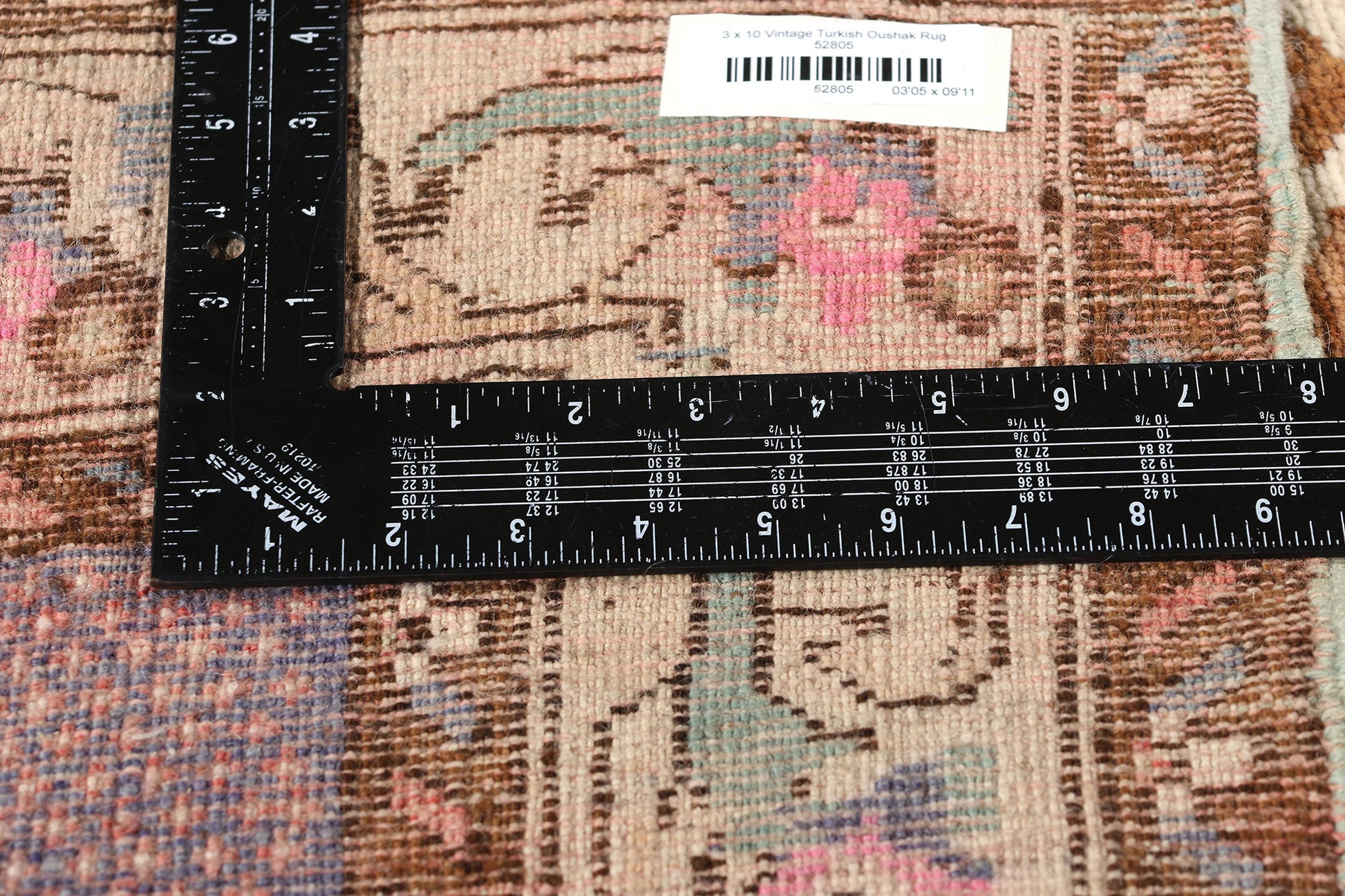 3 x 10 Vintage Pink Turkish Oushak Rug 52805