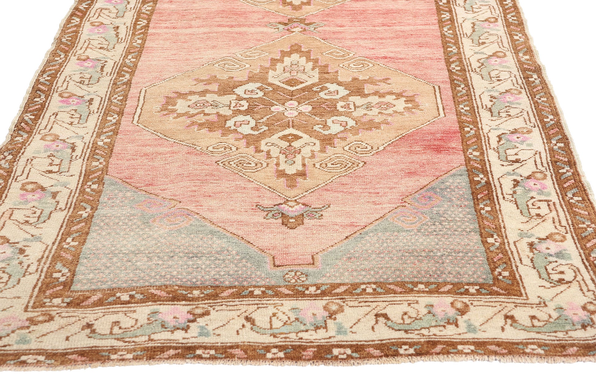 3 x 10 Vintage Pink Turkish Oushak Rug 52805