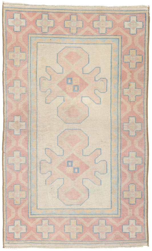 3 x 4 Vintage Pink Turkish Oushak Rug 53930