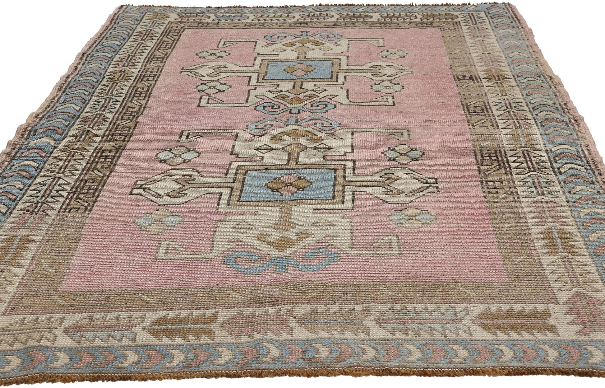 4 x 6 Vintage Pink Turkish Oushak Rug 53929