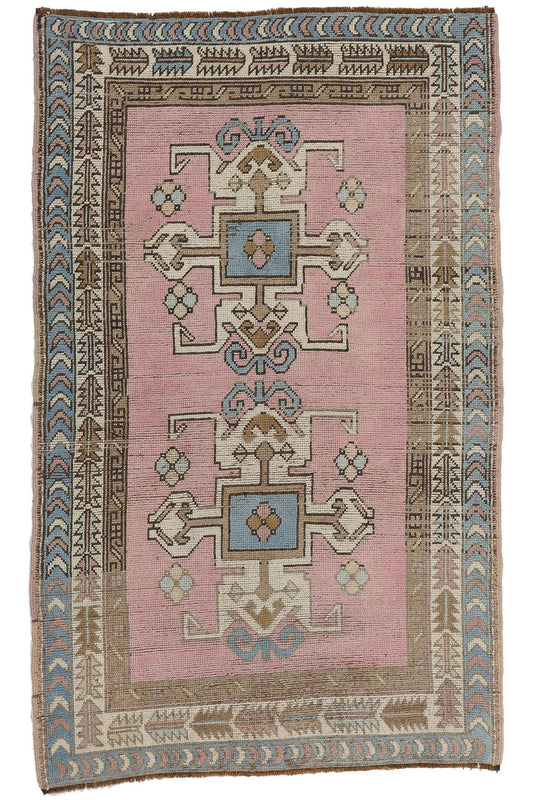 4 x 6 Vintage Pink Turkish Oushak Rug 53929