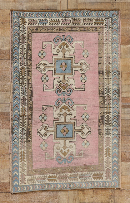 4 x 6 Vintage Pink Turkish Oushak Rug 53929