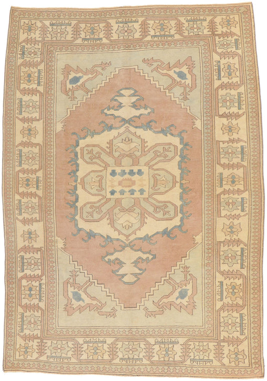 6 x 8 Vintage Pink Turkish Oushak Rug 53724