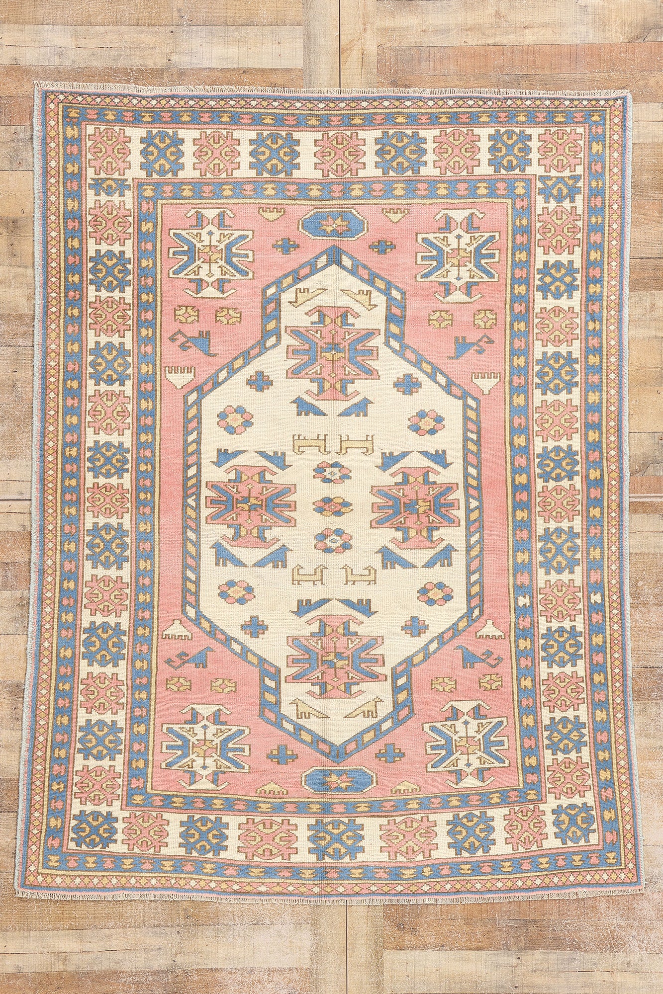 6 x 8 Vintage Pink Persian Hamadan Rug 53944