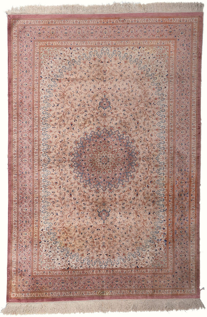 4 x 6 Vintage Persian Silk Qum Rug 78681