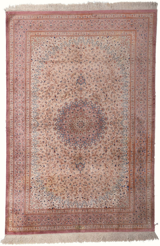 4 x 6 Vintage Persian Silk Qum Rug 78681