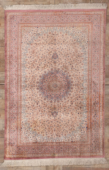 4 x 6 Vintage Persian Silk Qum Rug 78681