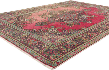 7 x 10 Vintage Pink Persian Tabriz Rug 76465