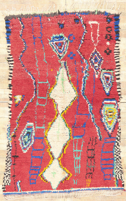 5 x 7 Vintage Red Boujad Moroccan Rug 20435
