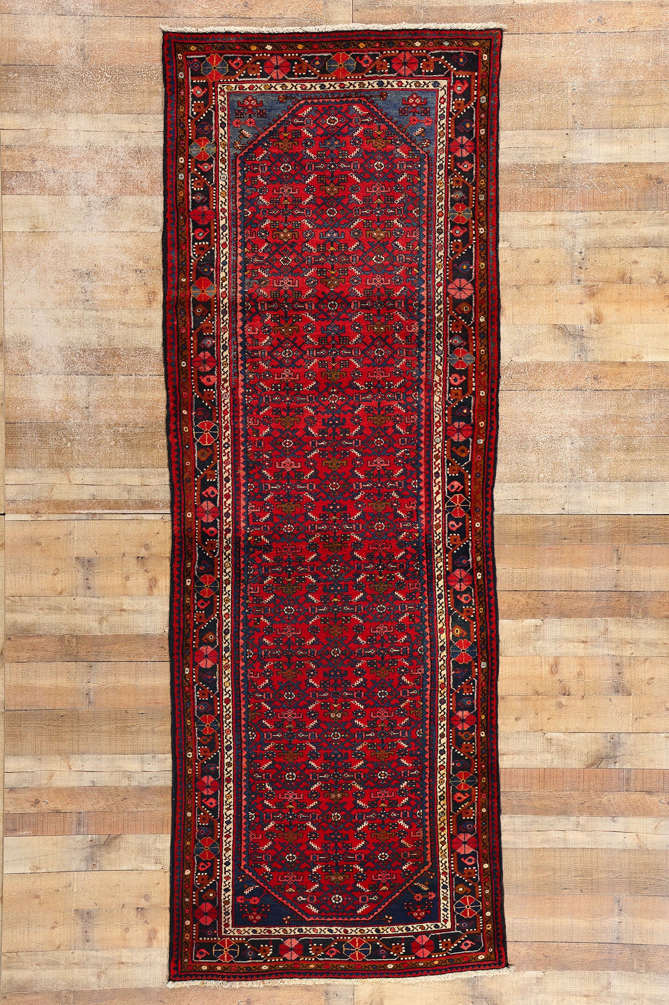 4 x 11 Vintage Persian Hamadan Rug 76135