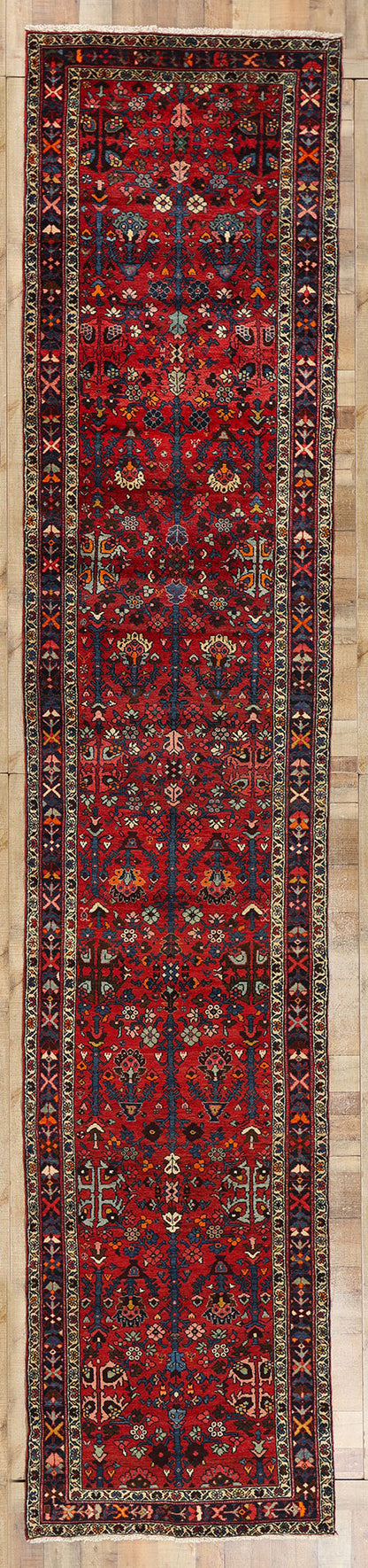3 x 17 Vintage Red Persian Hamadan Rug 78726