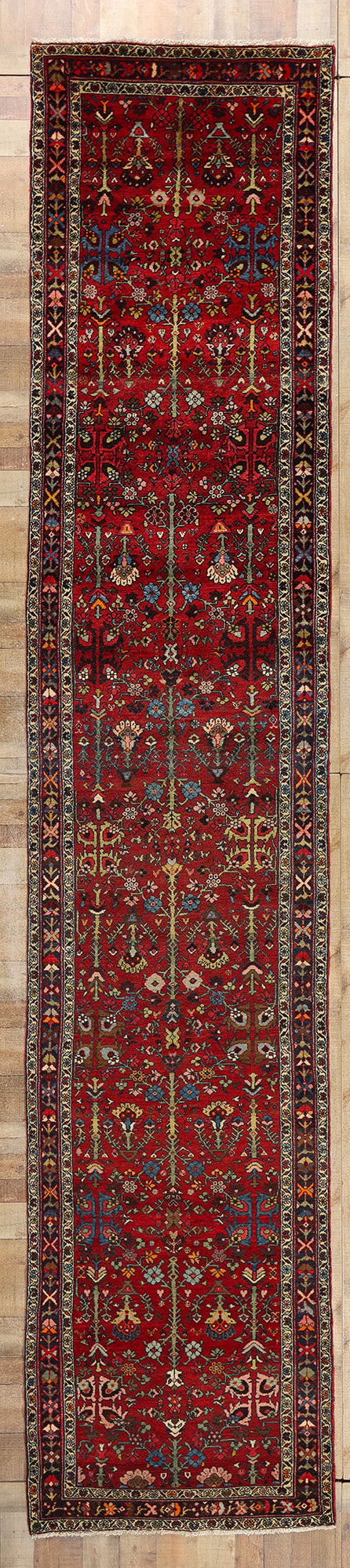3 x 17 Vintage Red Persian Hamadan Rug 78727