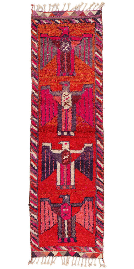 3 x 11 Vintage Red Kurdish Eagle Pictorial Rug 53888