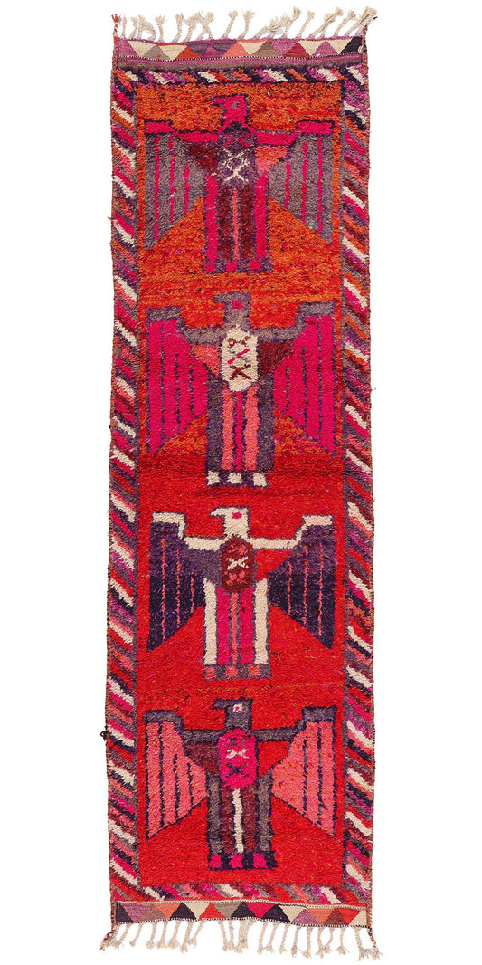 3 x 11 Vintage Red Kurdish Eagle Pictorial Rug 53888