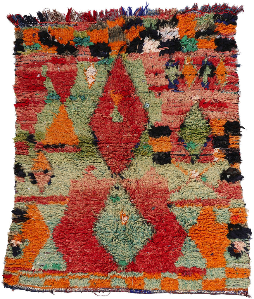 5 x 6 Colorful Vintage Boujad Moroccan Rag Rug 21787