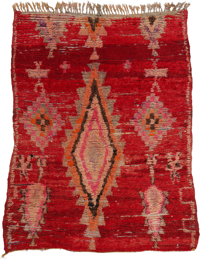 5 x 7 Vintage Red Boujad Moroccan Rag Rug 21831