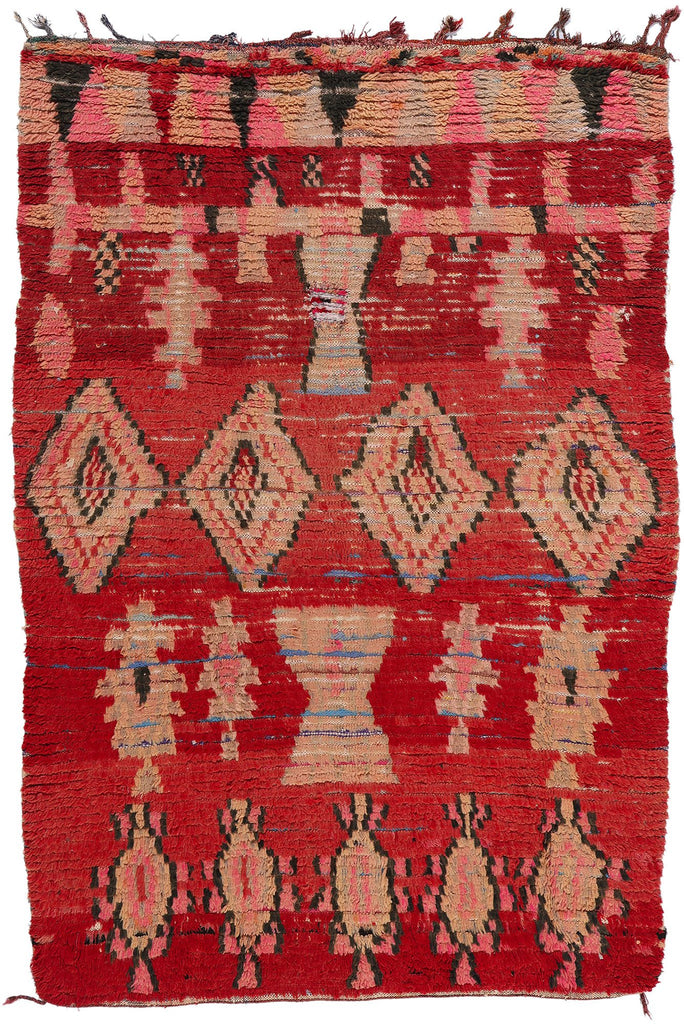 5 x 8 Vintage Red Boujad Moroccan Rag Rug 21766