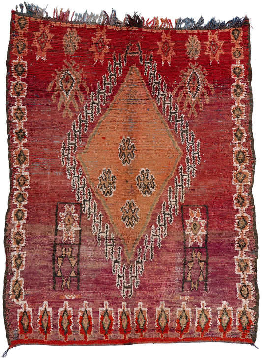 6 x 8 Vintage Red Boujad Moroccan Rag Rug 21776