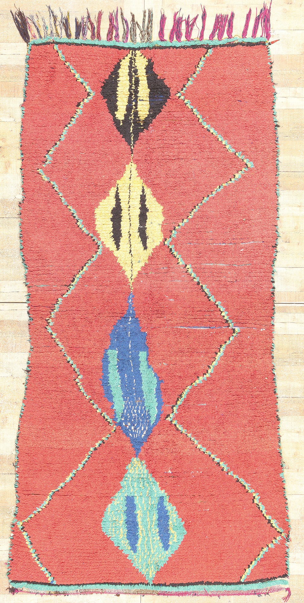 4 x 9 Vintage Red Boujad Moroccan Rug 20474