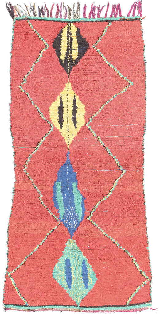 4 x 9 Vintage Red Boujad Moroccan Rug 20474