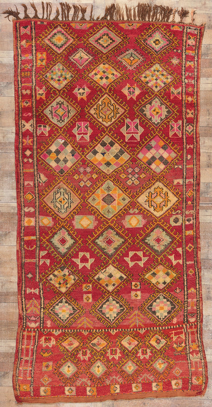 5 x 11 Vintage Red Boujad Moroccan Rug 21344