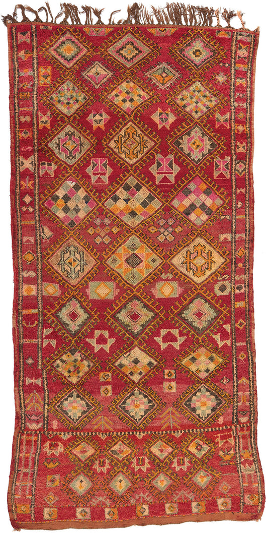 5 x 11 Vintage Red Boujad Moroccan Rug 21344