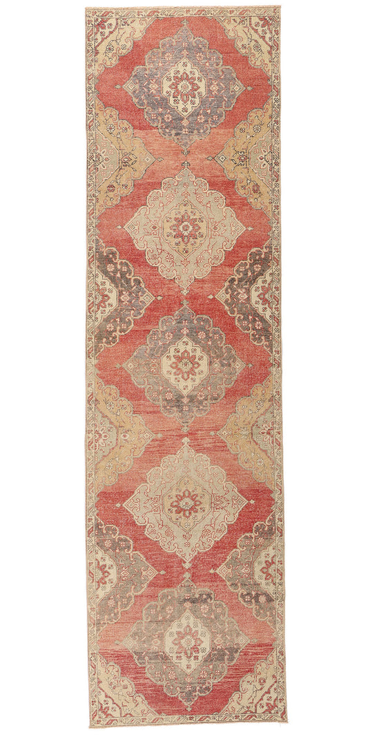 3 x 12 Vintage Red Turkish Oushak Rug 53912