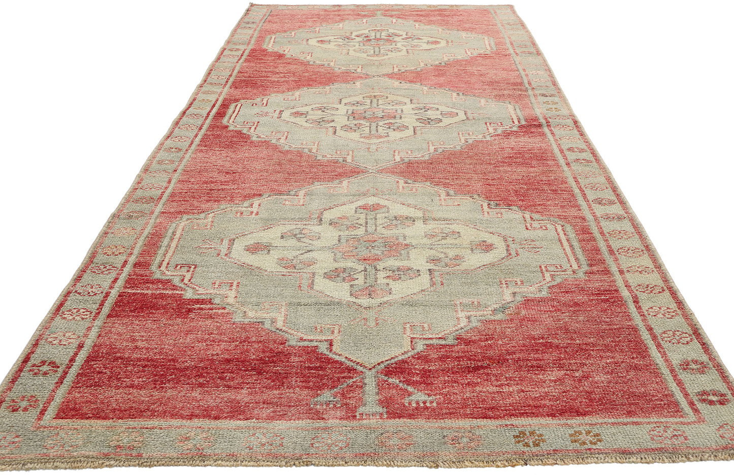 4 x 10 Vintage Red Turkish Oushak Rug 53920