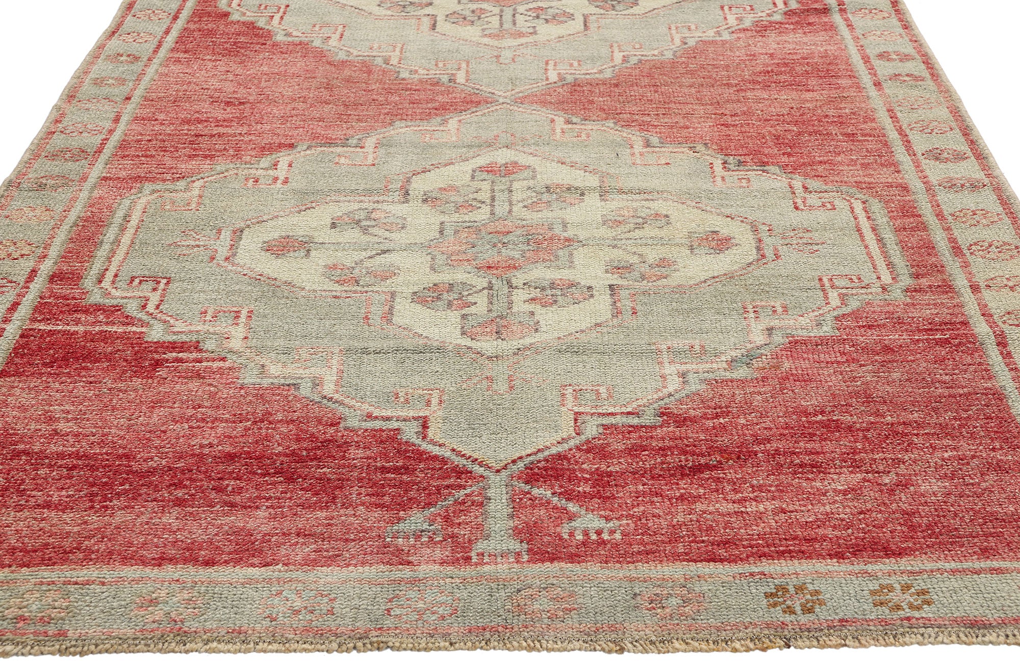 4 x 10 Vintage Red Turkish Oushak Rug 53920 – Esmaili Rugs
