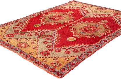 4 x 5 Vintage Red Turkish Oushak Rug 51122