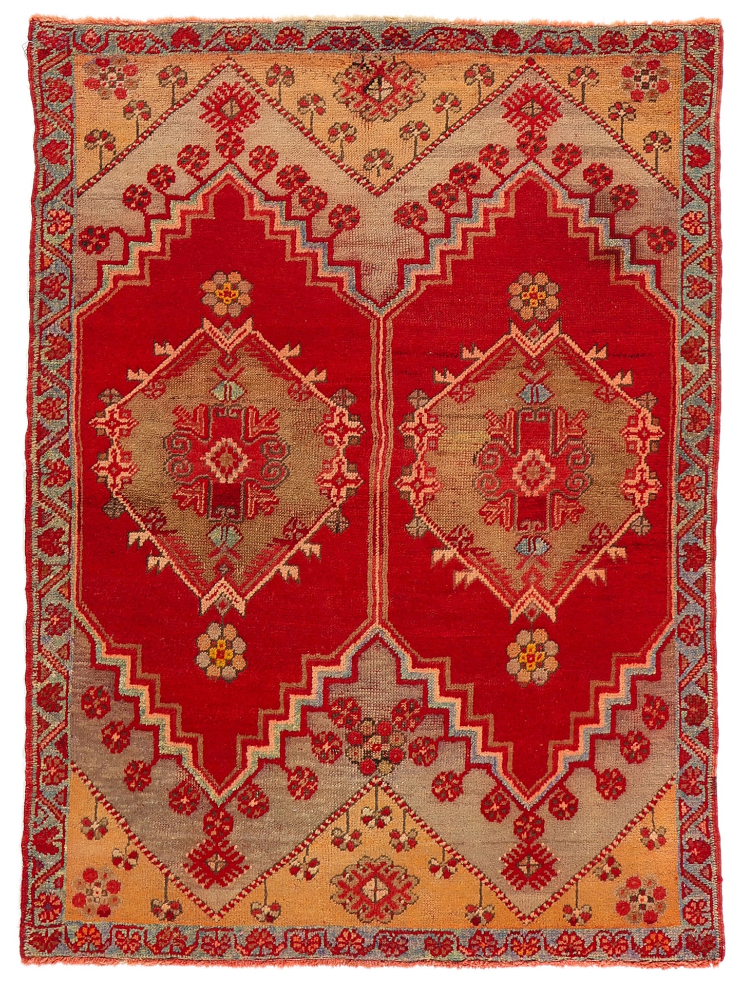 4 x 5 Vintage Red Turkish Oushak Rug 51122