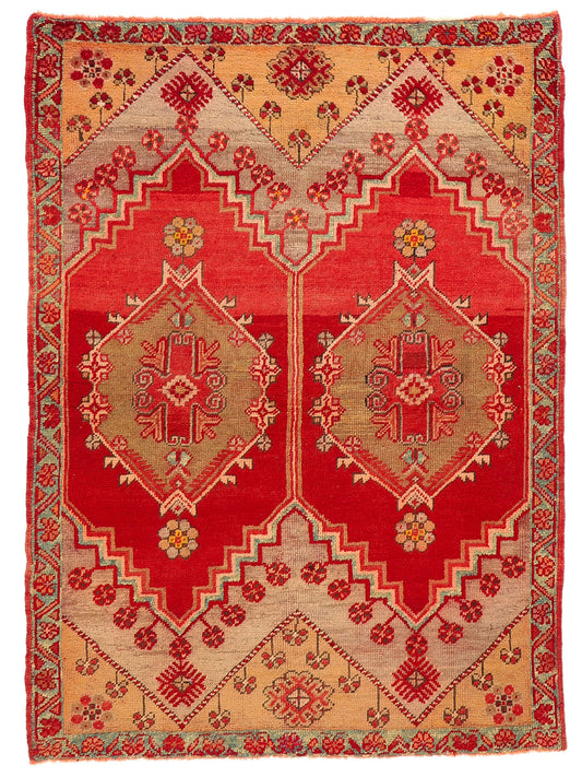 4 x 5 Vintage Red Turkish Oushak Rug 51123