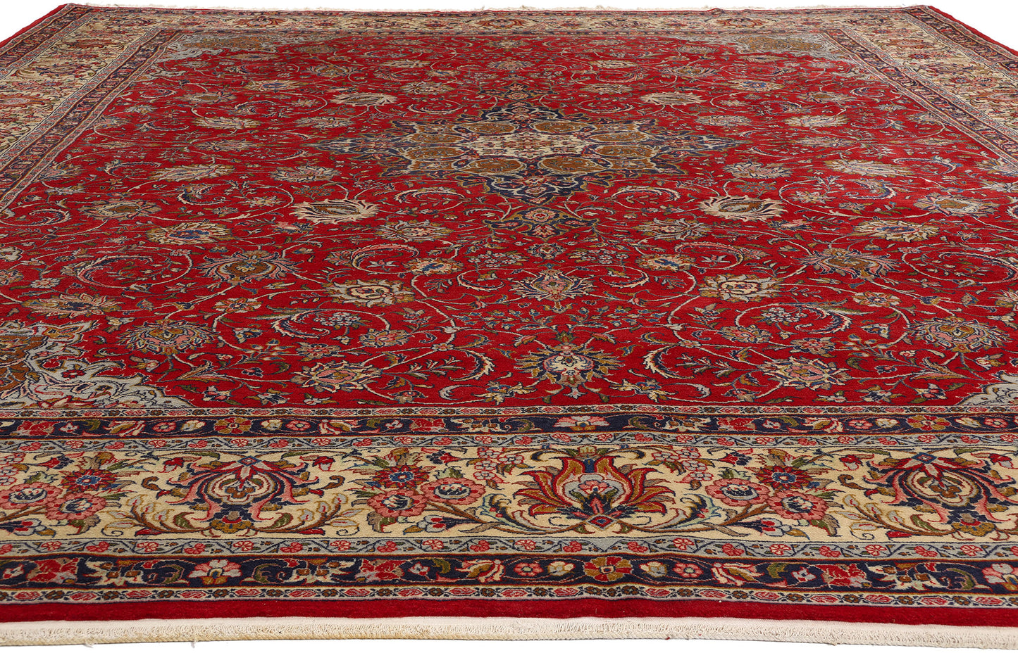 10 x 13 Vintage Red Persian Kashan Rug 78700